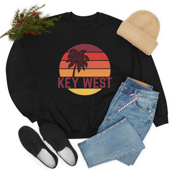Key West, Florida Sweatshirt - Unisex Retro Palm Tree Crewneck Key West Sweatshirt