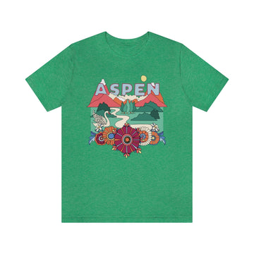 Buy heather-kelly Aspen T-Shirt - Retro Mountain / Hippie Style Aspen, Colorado Shirt