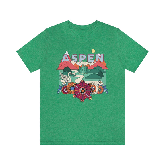 Aspen T-Shirt - Retro Mountain / Hippie Style Aspen, Colorado Shirt