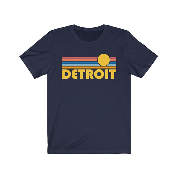 Detroit, Michigan T-Shirt - Retro Sunrise Adult Unisex Detroit T Shirt