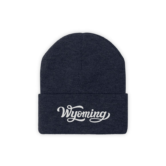 Wyoming Beanie - Adult Hand Lettered Embroidered Wyoming Knit Hat