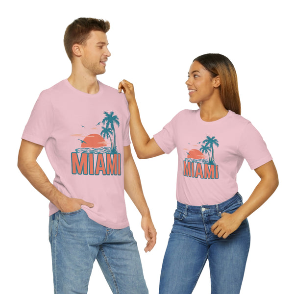 Miami, Florida T-Shirt - Retro Palm Tree & Beach Unisex Miami Shirt