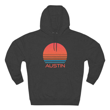 Buy charcoal-heather Premium Austin, Texas Hoodie - Retro 80s Unisex Sweatshirt