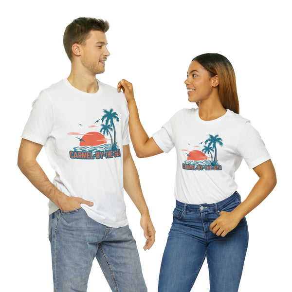 Carmel-by-the-Sea, California T-Shirt - Retro Palm Tree & Beach Unisex Carmel-by-the-Sea Shirt