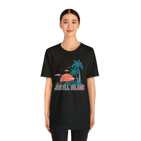 Jekyll Island, Georgia T-Shirt - Retro Palm Tree & Beach Unisex Jekyll Island Shirt