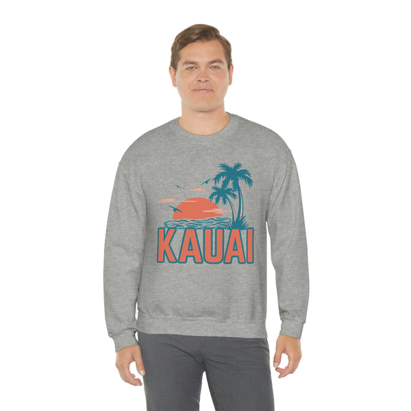 Kauai, Hawaii Sweatshirt - Unisex Retro Palm Tree Crewneck Kauai Sweatshirt