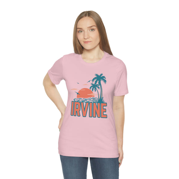 Irvine, California T-Shirt - Retro Palm Tree & Beach Unisex Irvine Shirt