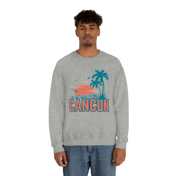 Cancun, Mexico Sweatshirt - Unisex Retro Palm Tree Crewneck Cancun Sweatshirt