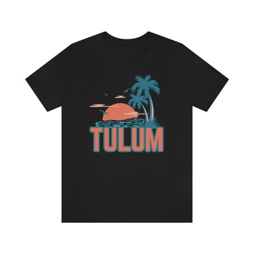 Buy black Tulum, Mexico T-Shirt - Retro Palm Tree &amp; Beach Unisex Tulum Shirt
