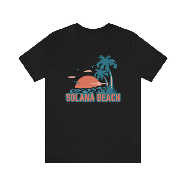 Solana Beach, California T-Shirt - Retro Palm Tree & Beach Unisex Solana Beach Shirt