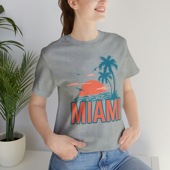 Miami, Florida T-Shirt - Retro Palm Tree & Beach Unisex Miami Shirt