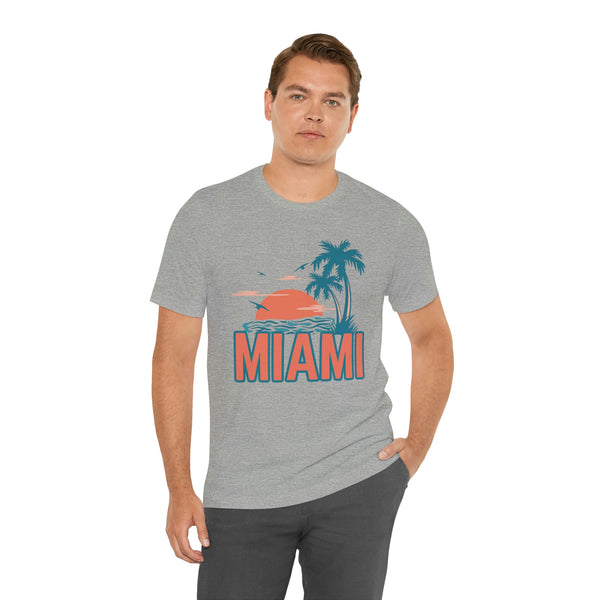 Miami, Florida T-Shirt - Retro Palm Tree & Beach Unisex Miami Shirt