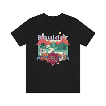 Buy black Boulder T-Shirt - Retro Mountain / Hippie Style Boulder, Colorado Shirt