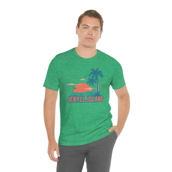 Jekyll Island, Georgia T-Shirt - Retro Palm Tree & Beach Unisex Jekyll Island Shirt