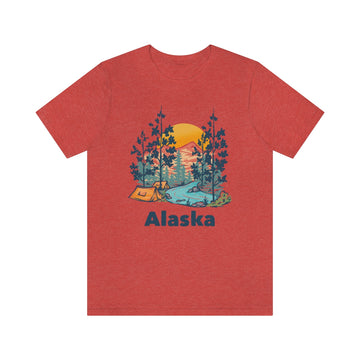 Buy heather-red Alaska T-Shirt - Mountain Illustration Unisex Alaska Shirt