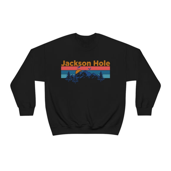 Jackson Hole, Wyoming Sweatshirt - Mountain & Birds Unisex