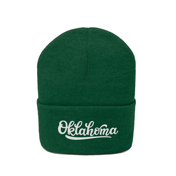 Oklahoma Beanie - Adult Hand Lettered Embroidered Oklahoma Knit Hat