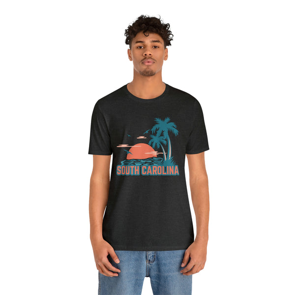 South Carolina T-Shirt - Retro Palm Tree & Beach Unisex South Carolina Shirt