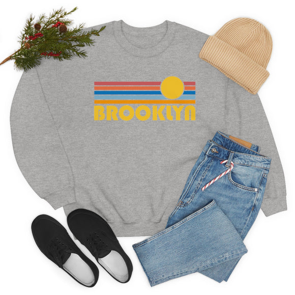 Brooklyn, New York Sweatshirt - Retro Sunrise Unisex
