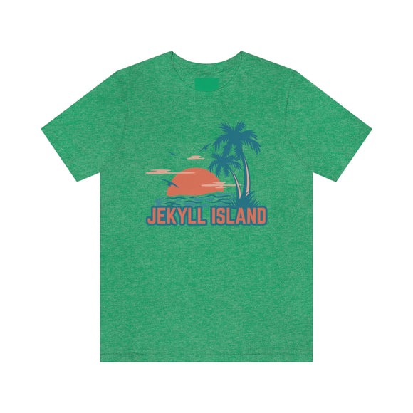Jekyll Island, Georgia T-Shirt - Retro Palm Tree & Beach Unisex Jekyll Island Shirt
