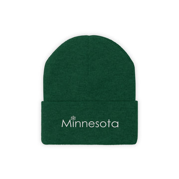 Buy hunter-green Minnesota Knit Beanie - Adult Embroidered Snowflake Minnesota Knit Hat