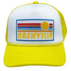 Buy yellow-white Kids' Nashville, Tennessee Trucker Hat - Retro Sun Snapback Youth Hat