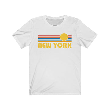 New York, New York T-Shirt - Retro Sunrise Adult Unisex New York T Shirt - 0