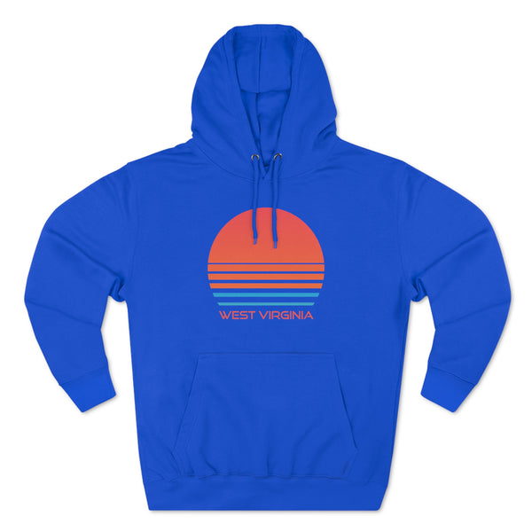 Premium West Virginia Hoodie - Retro 80s Unisex Sweatshirt