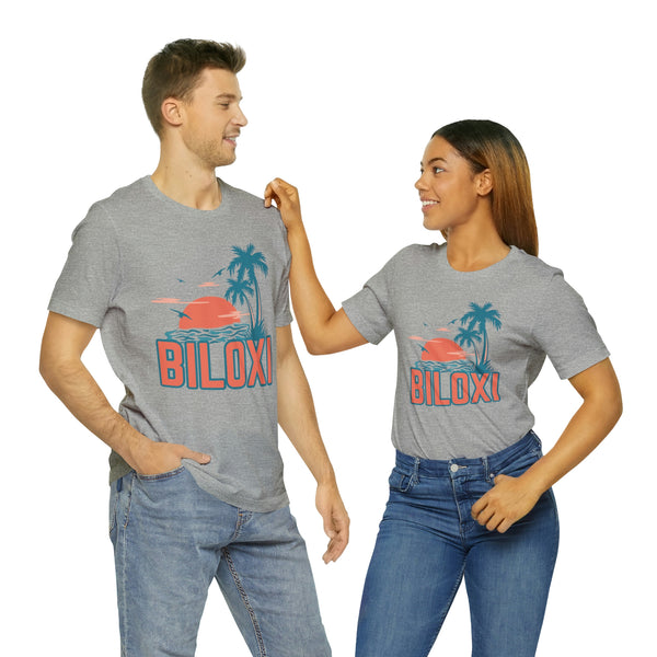Biloxi, Mississippi T-Shirt - Retro Palm Tree & Beach Unisex Biloxi Shirt