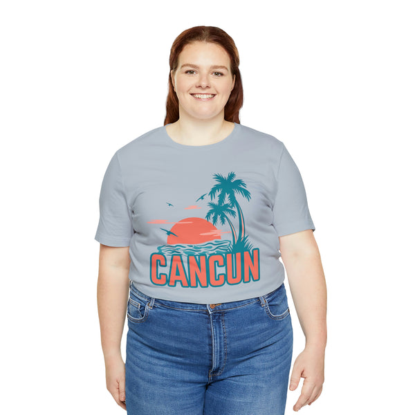 Cancun, Mexico T-Shirt - Retro Palm Tree & Beach Unisex Cancun Shirt