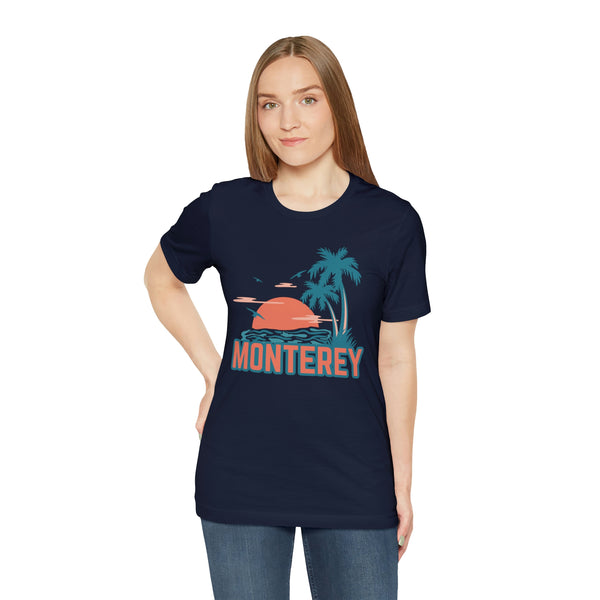 Monterey, California T-Shirt - Retro Palm Tree & Beach Unisex Monterey Shirt