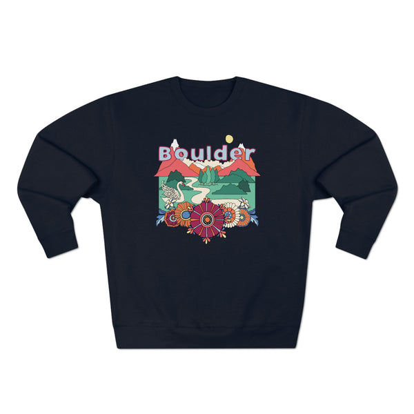 Premium Boulder, Colorado Crewneck Sweatshirt - Retro Unisex Sweatshirt