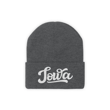 Iowa Beanie - Adult Hand Lettered Embroidered Iowa Knit Hat