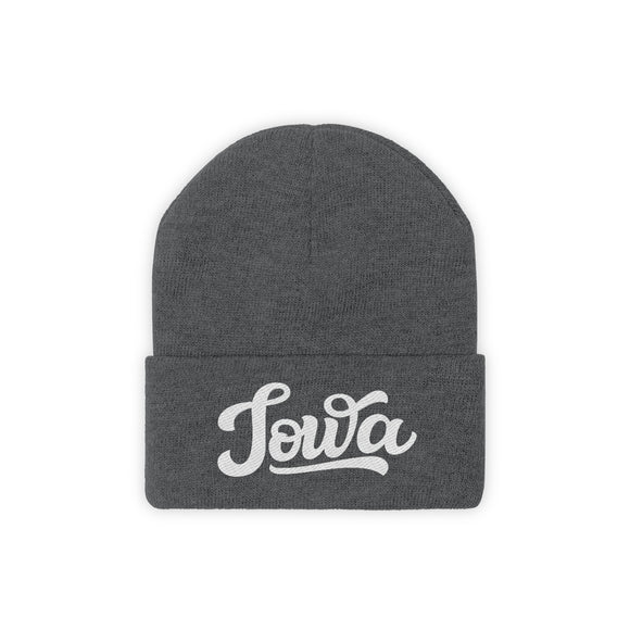 Iowa Beanie - Adult Hand Lettered Embroidered Iowa Knit Hat