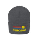 Chicago, Illinois Beanie - Adult Embroidered Retro Sunset Chicago Knit Hat-6