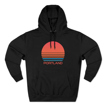Buy black Premium Portland, Oregon Hoodie - Retro 80s Unisex Sweatshirt