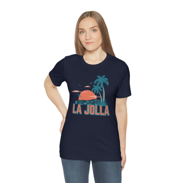 La Jolla, California T-Shirt - Retro Palm Tree & Beach Unisex La Jolla Shirt