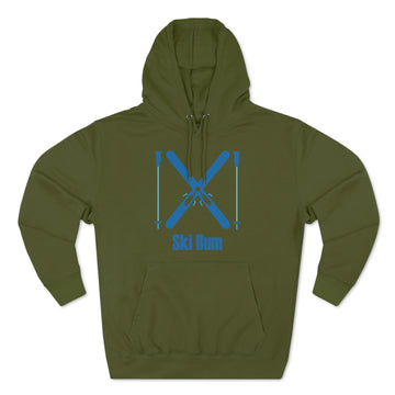 Buy army-green Premium Ski Bum Hoodie - Retro Unisex Sweatshirt - Crossed Skis