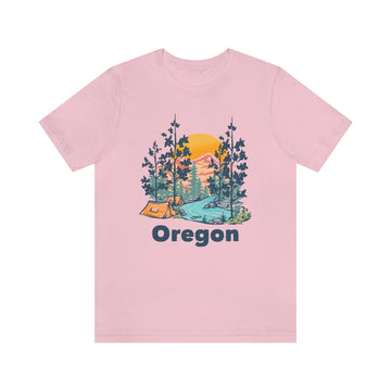 Buy pink Oregon T-Shirt - Mountain Illustration Unisex Oregon Shirt