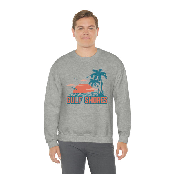 Gulf Shores, Alabama Sweatshirt - Unisex Retro Palm Tree Crewneck Gulf Shores Sweatshirt
