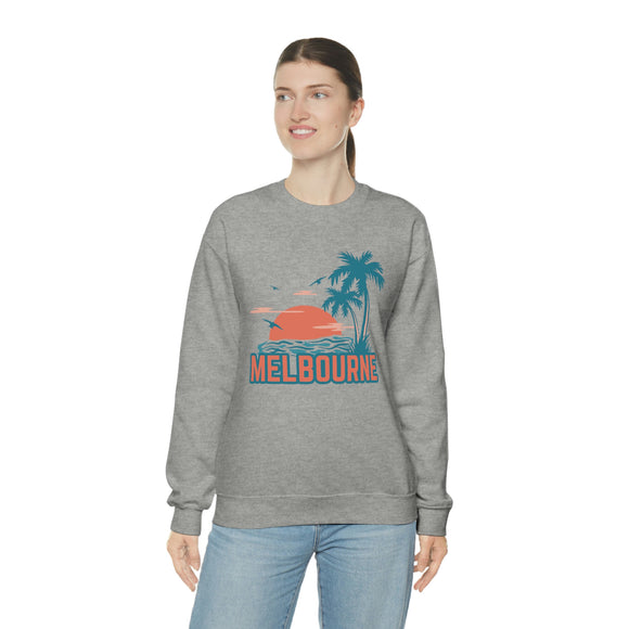 Melbourne, Florida Sweatshirt - Unisex Retro Palm Tree Crewneck Melbourne Sweatshirt