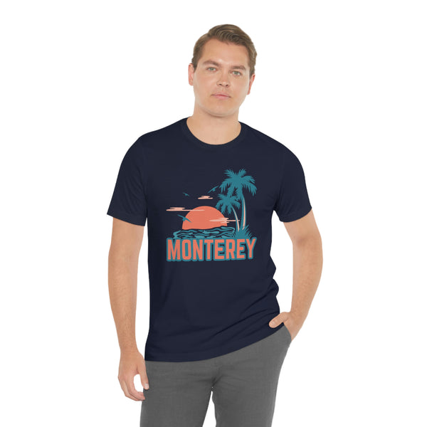 Monterey, California T-Shirt - Retro Palm Tree & Beach Unisex Monterey Shirt