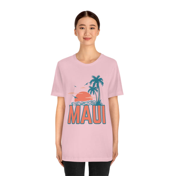 Maui, Hawaii T-Shirt - Retro Palm Tree & Beach Unisex Maui Shirt