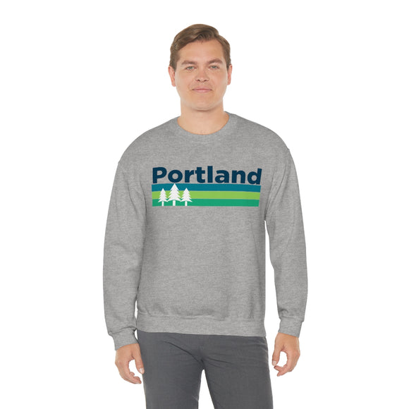 Portland, Oregon Sweatshirt - Retro Trees Unisex