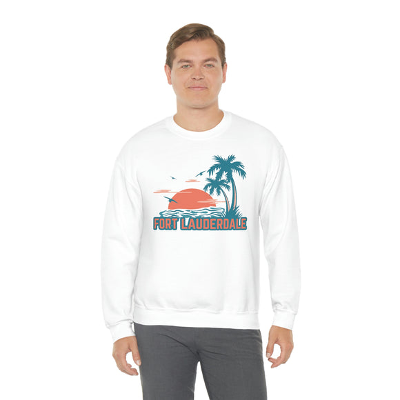 Fort Lauderdale, Florida Sweatshirt - Unisex Retro Palm Tree Crewneck Fort Lauderdale Sweatshirt