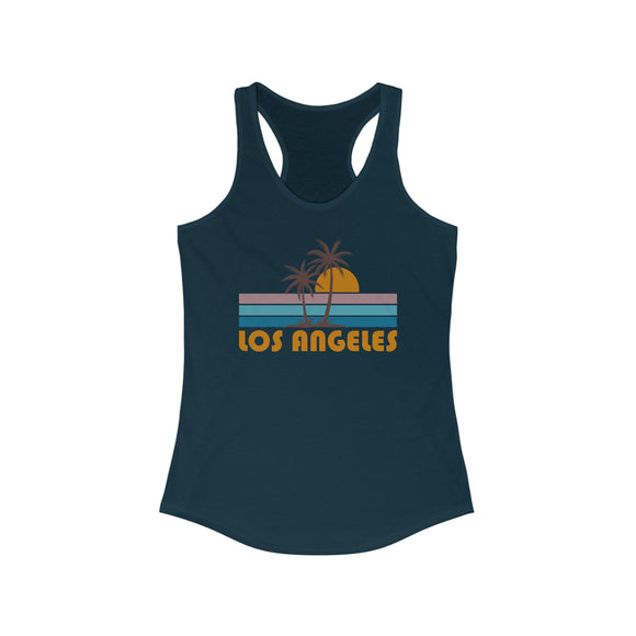 Los Angeles, California Women's Tank - Retro Palm Tree Women's Racerback Los Angeles Tank Top