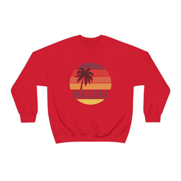 Buy red Malibu, California Sweatshirt - Unisex Retro Palm Tree Crewneck Malibu Sweatshirt