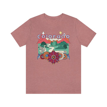 Buy heather-mauve Colorado T-Shirt - Retro Mountain / Hippie Style Colorado Shirt