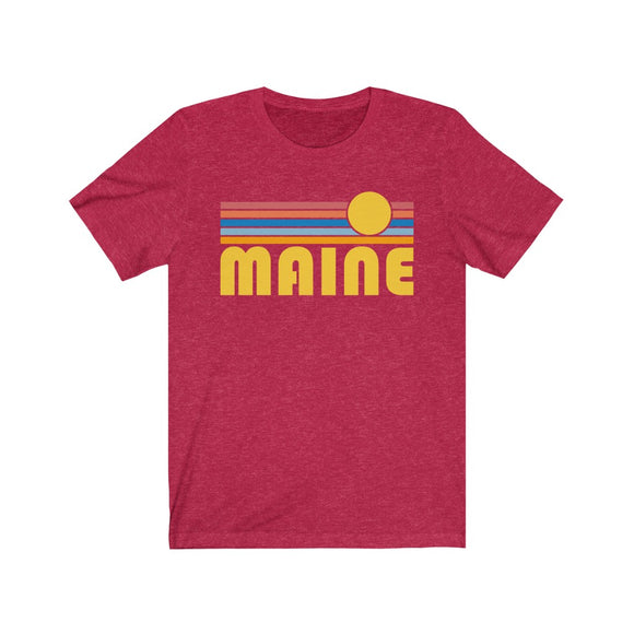 Maine T-Shirt - Retro Sunrise Adult Unisex Maine T Shirt