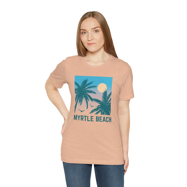 Myrtle Beach, South Carolina T-Shirt - Retro Palm Tree & Beach Unisex Myrtle Beach Shirt